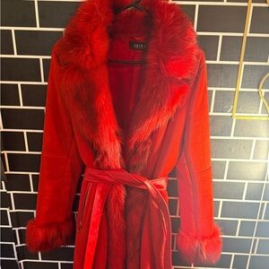 AKIRA Vibrant Red Teddy Jacket with Faux Fur